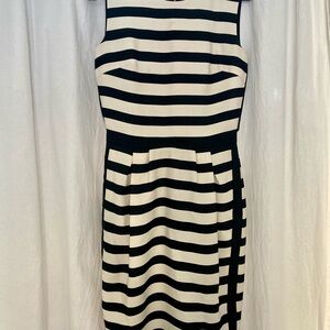 By Malene Birger Black and Cream Striped Midi Dress